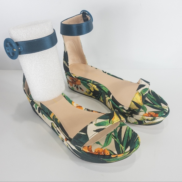 Stuart Weitzman Capri Platform Wedge Sandals Green -6 - Picture 3 of 5